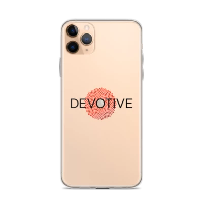 Clear iPhone case with Devotive logo