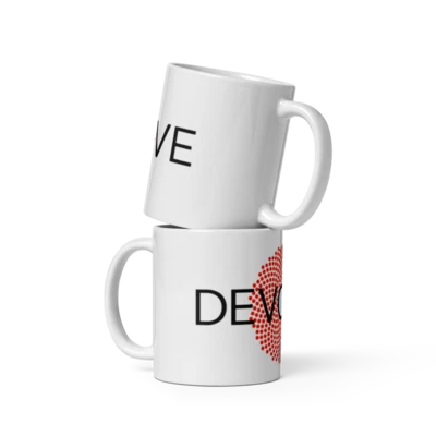 White glossy mug with Devotive logo